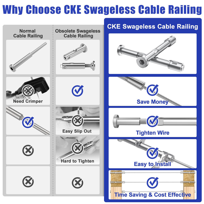 Load image into Gallery viewer, CKE 1/8" Invisible Cable Railing Swageless Tensioner For 2"x2", 3"x3", and 4"x4" Wood/Metal Posts,CR301