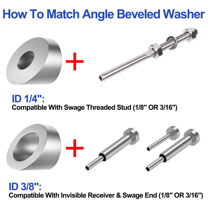 Load image into Gallery viewer, CKE 1/4" 30 Degree Cable Railing Angle Washers CR17_05