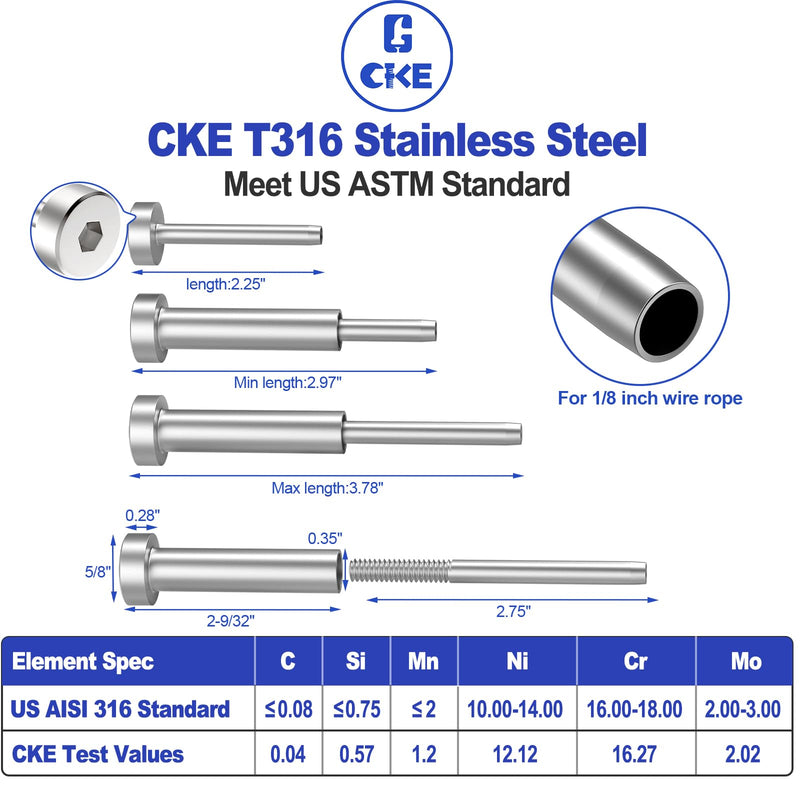 Load image into Gallery viewer, CKE 1/8" Invisible Cable Railing Swage Tensioner For 2"x2", 4"x4" Wood/Metal Post,CR31-275