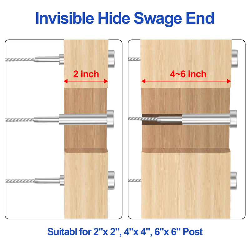 Load image into Gallery viewer, CKE 1/8" Invisible Cable Railing Swage Tensioner For 2"x2", 4"x4" Wood/Metal Post,CR31-275