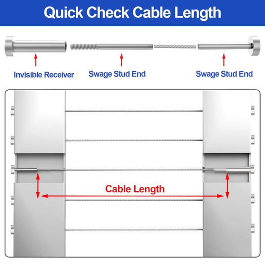 CKE 1/8" Invisible Cable Railing Swage Tensioner For 2"x2", 4"x4" Wood/Metal Post,CR31-275