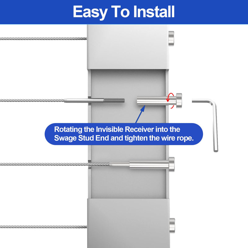 Load image into Gallery viewer, CKE 1/8" Invisible Cable Railing Swage Tensioner For 2"x2", 4"x4" Wood/Metal Post,CR31-275