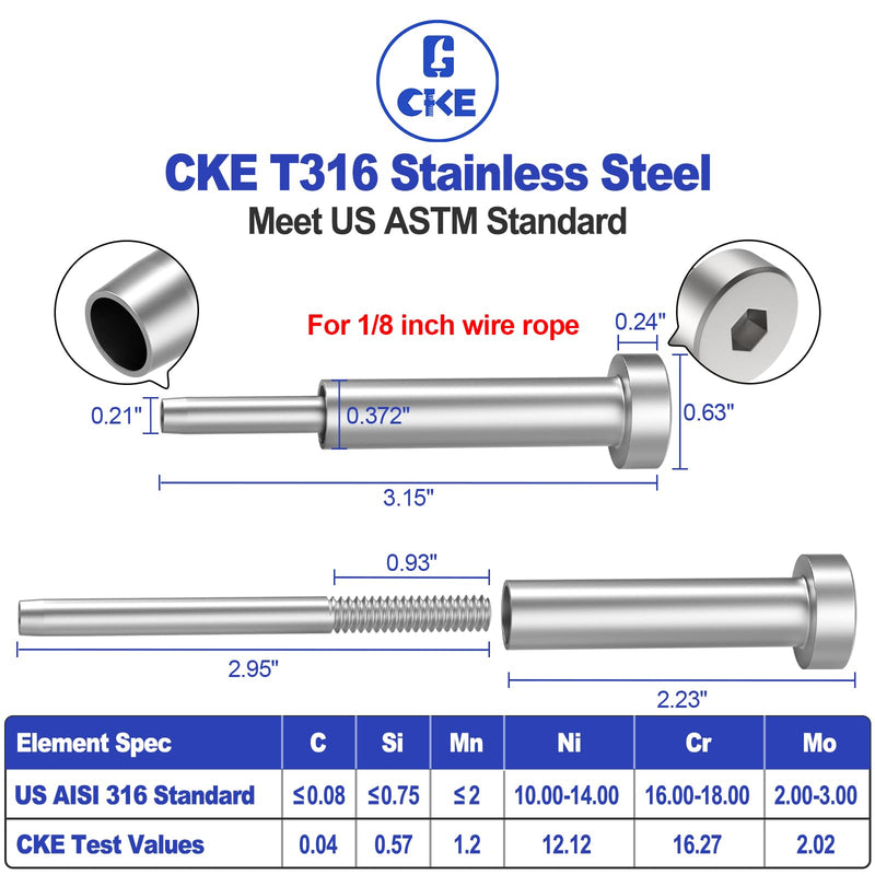 Load image into Gallery viewer, CKE 1/8" Invisible Cable Railing Swage Tensioner For 2"x2" 4"x4" Wood/Metal Post,CR31-295