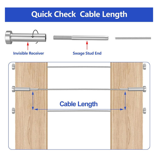 CKE 1/8" Invisible Cable Railing Swage Tensioner For 2"x2" 4"x4" Wood/Metal Post,CR31-295