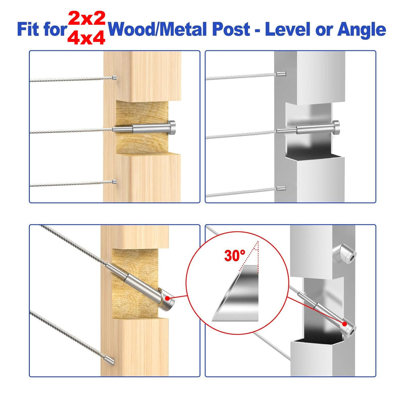 Load image into Gallery viewer, CKE 1/8" Invisible Cable Railing Swage Tensioner For 2"x2" 4"x4" Wood/Metal Post,CR31-295