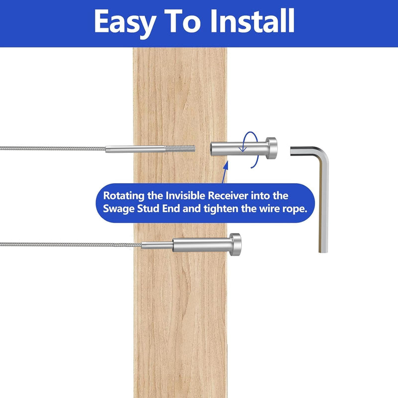 Load image into Gallery viewer, CKE 1/8" Invisible Cable Railing Swage Tensioner For 2"x2" 4"x4" Wood/Metal Post,CR31-295