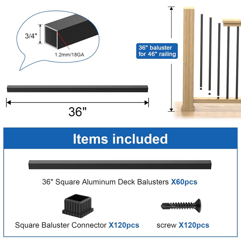 Load image into Gallery viewer, CKE 36" Square Aluminum Balusters_01