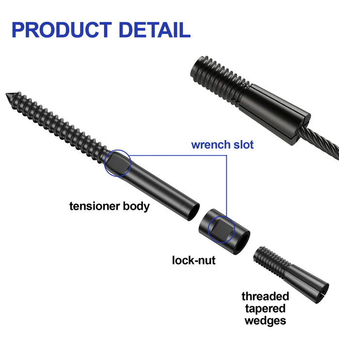 Load image into Gallery viewer, CKE 1/8" Black Cable Railing Swageless Lag Screws Tensioner Left & Right For DIY Indoor/Outdoor,BCR303