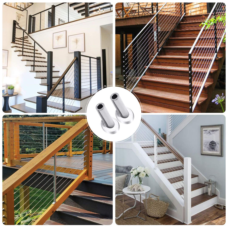 Load image into Gallery viewer, CKE Silver 30 Degree Cable Railing Angle Beveled Protector Sleeves For 5/32", 3/16" Wire Rope,CR30-30