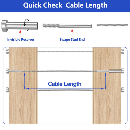 CKE 3/16" Invisible Cable Railing Swage Tensioner For 2"x2", 4"x4" Wood/Metal Post,CR31-275