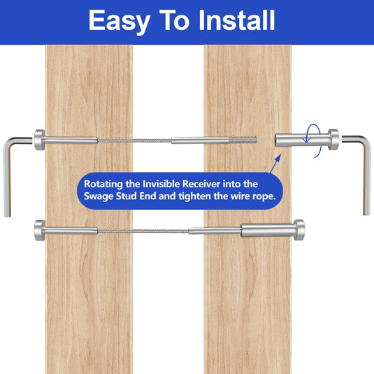 CKE 3/16" Invisible Cable Railing Swage Tensioner For 2"x2", 4"x4" Wood/Metal Post,CR31-275