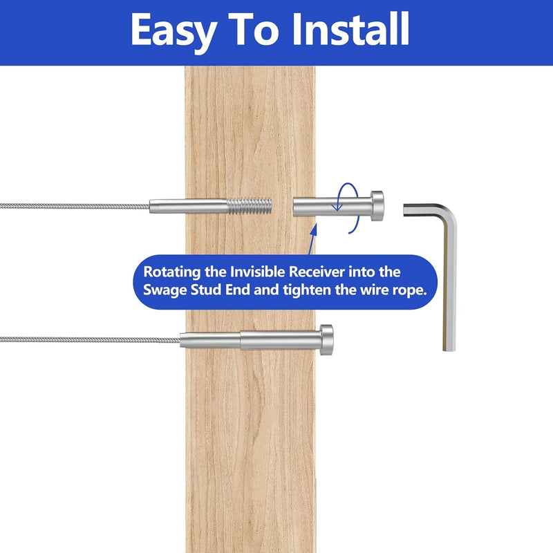 Load image into Gallery viewer, CKE 3/16" Invisible Cable Railing Swage Tensioner For 2"x2" 4"x4" Wood/Metal Post CR31-280