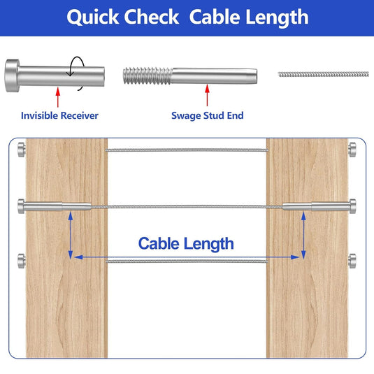CKE 3/16" Invisible Cable Railing Swage Tensioner For 2"x2" 4"x4" Wood/Metal Post CR31-280