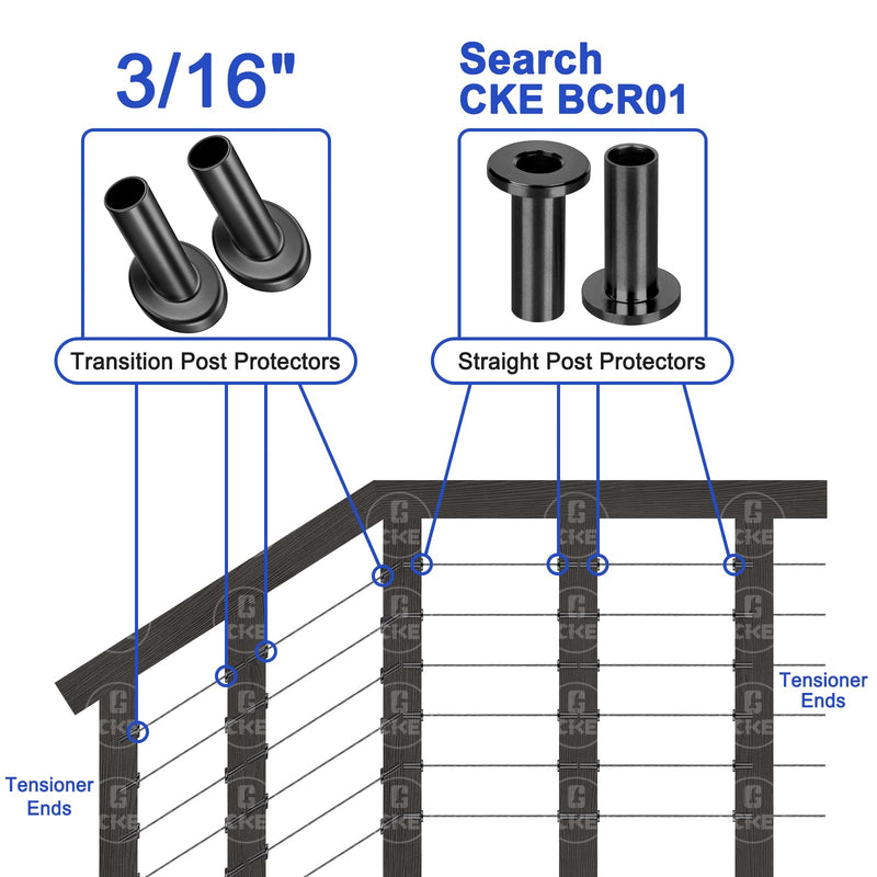Load image into Gallery viewer, CKE 40 Pack Black 30 Degree 3/16" Angle Beveled Protector Sleeves BCR03_03