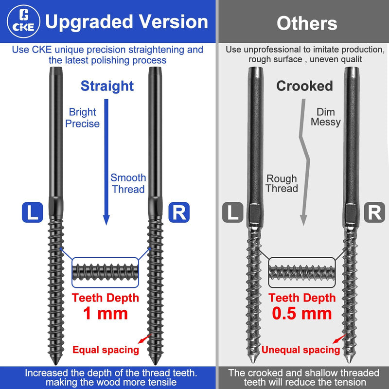 Load image into Gallery viewer, CKE Black T316 Stainless Steel Left&Right Handed Thread Swage Lag Screws BCR35_03