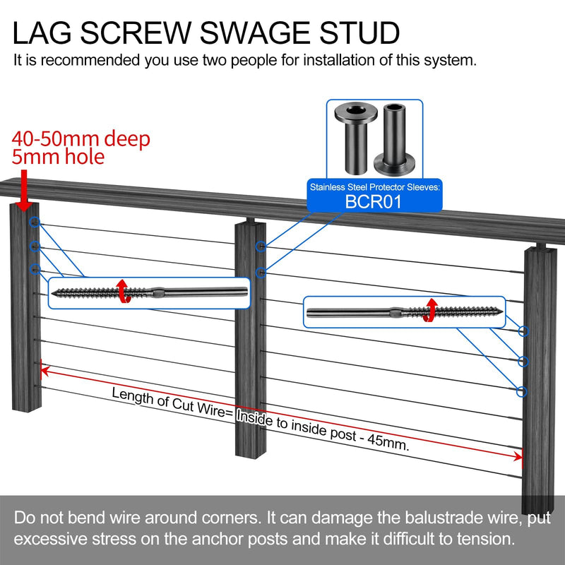 Load image into Gallery viewer, CKE Black T316 Stainless Steel Left&Right Handed Thread Swage Lag Screws BCR35_04