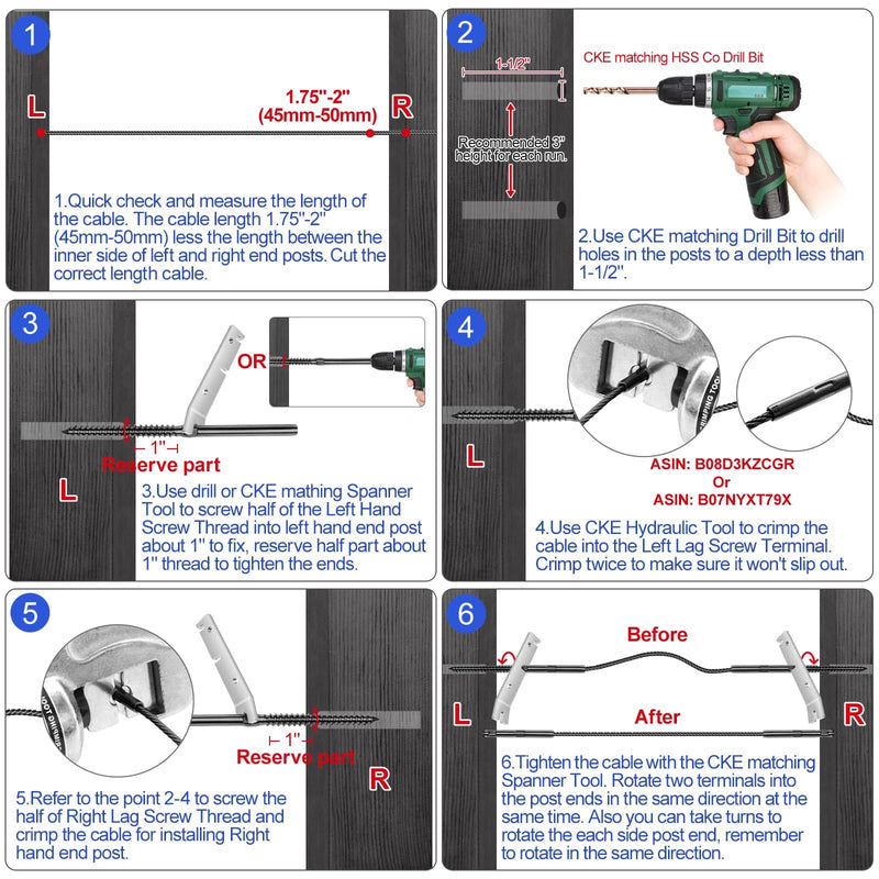 Load image into Gallery viewer, CKE Black T316 Stainless Steel Left&Right Handed Thread Swage Lag Screws BCR35_05