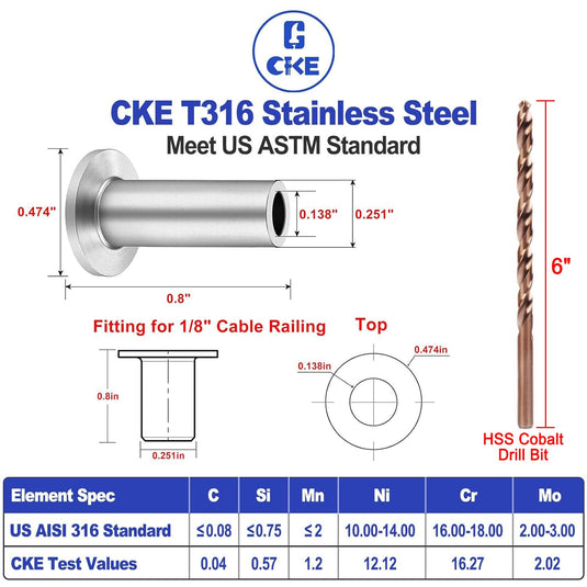 Cke Silver T316 Marine-grade Sleeves For 1/8