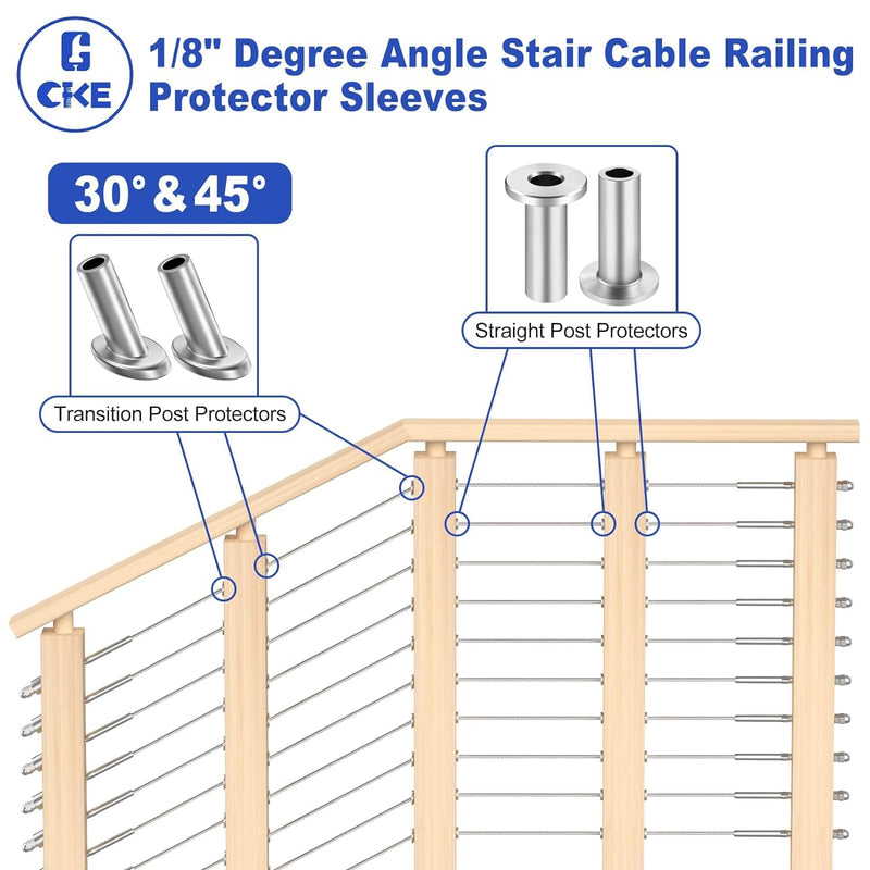 Load image into Gallery viewer, Cke Silver T316 Marine-grade Sleeves For 1/8" 5/32" 3/16" Cable, Ideal For Wood Railings CR01-2_06