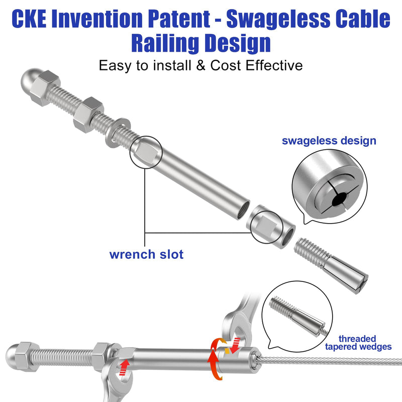 Load image into Gallery viewer, CKE 20 Pack 1/8" Swageless Cable Railing Kit CR306_02