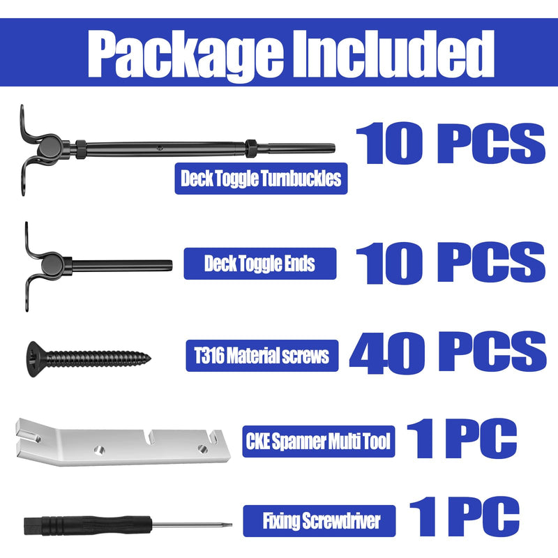 Load image into Gallery viewer, CKE 1/8" Black Swage Toggle Turnbuckle Hardware Kit BCR25_02