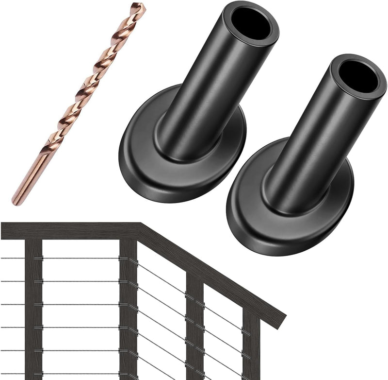 Load image into Gallery viewer, CKE Black 30 Degree Cable Railing Angle Beveled Protector Sleeves For 1/8" Wire Rope,BCR03-1/8-30