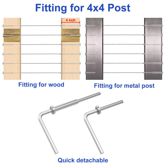 CKE 20 Pairs T316 Invisible Cable Railing Kit for 2x2, 4x4 Wood Metal Post_05