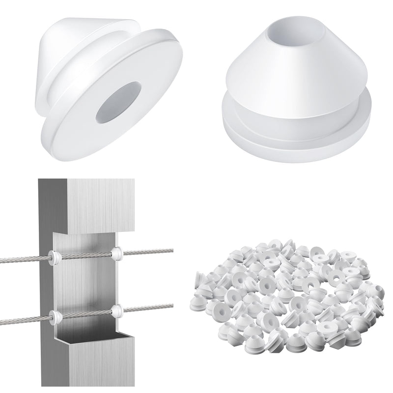 Load image into Gallery viewer, CKE White Cable Railing Rubber Grommets Protective Sleeves For 1/8" 5/32" 3/16" Cable, CR10