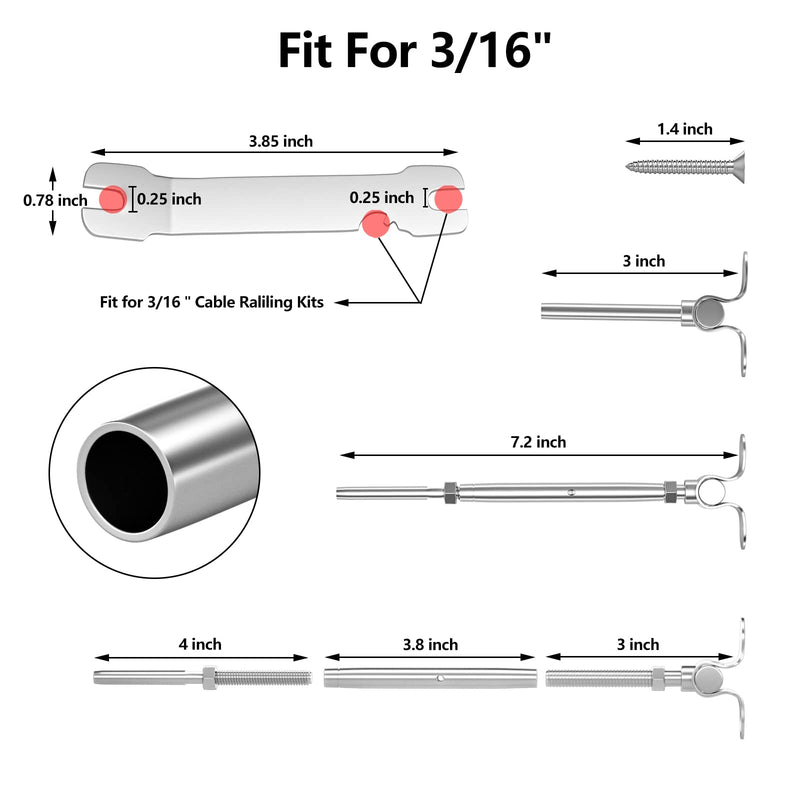 Load image into Gallery viewer, CKE 20 Pairs 3/16" Swage Toggle Turnbuckle Hardware Kit_05