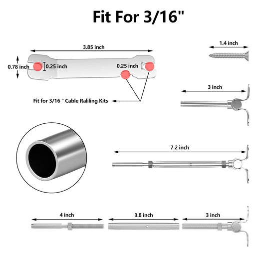 CKE 20 Pairs 3/16" Swage Toggle Turnbuckle Hardware Kit_05