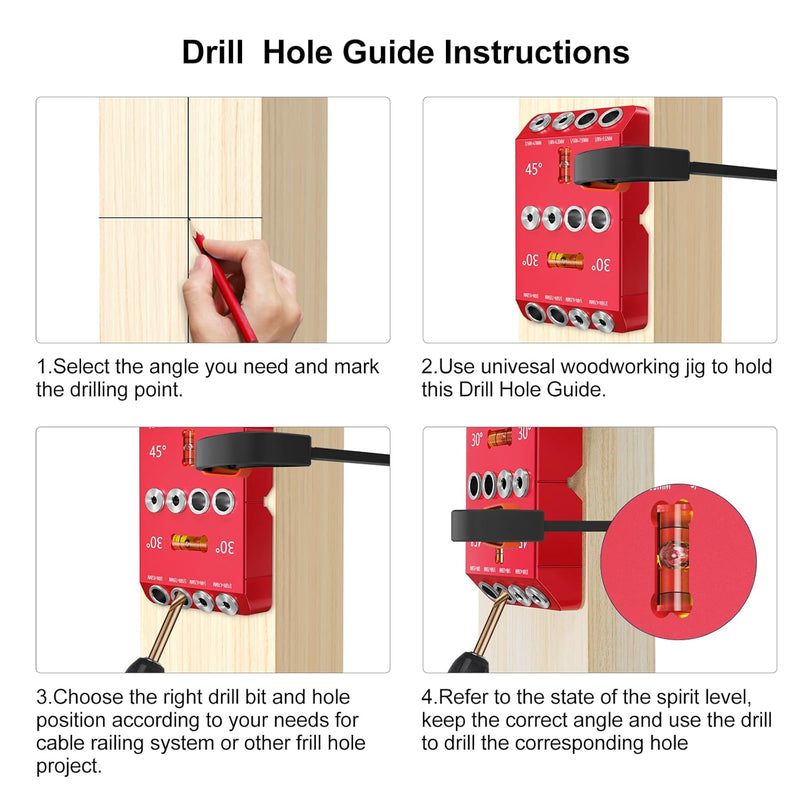 Load image into Gallery viewer, CKE 30 45 90 Degree Angle 4 Sizes Drill Hole Guide Jig_06
