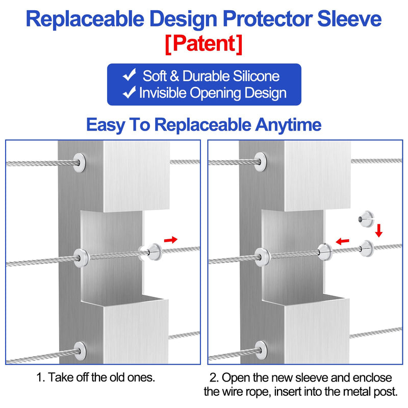 Load image into Gallery viewer, CKE White Cable Railing Rubber Grommets Protective Sleeves For 1/8" 5/32" 3/16" Cable, CR10