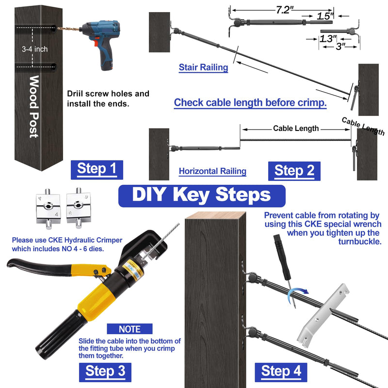 Load image into Gallery viewer, CKE 1/8" Black Swage Toggle Turnbuckle Hardware Kit BCR25_06