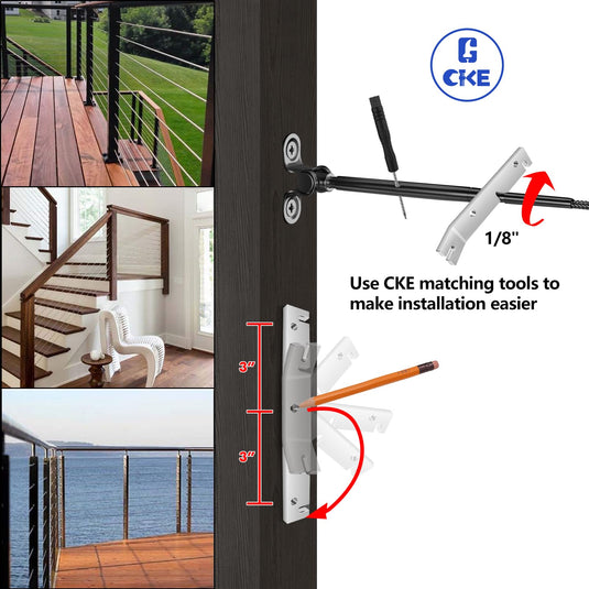 CKE 1/8" Black Swage Toggle Turnbuckle Hardware Kit BCR25_05