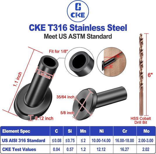 CKE Black 30 Degree Cable Railing Angle Beveled Protector Sleeves For 1/8