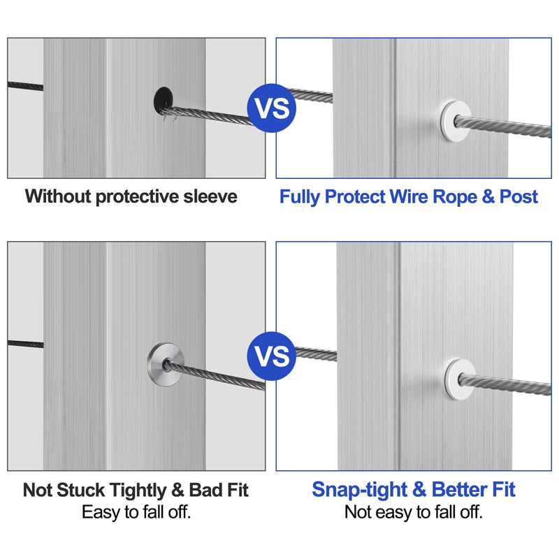 Load image into Gallery viewer, CKE White Cable Railing Rubber Grommets Protective Sleeves For 1/8" 5/32" 3/16" Cable, CR10
