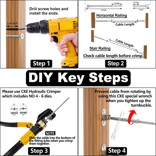 CKE 20 Pairs 3/16" Swage Toggle Turnbuckle Hardware Kit_07