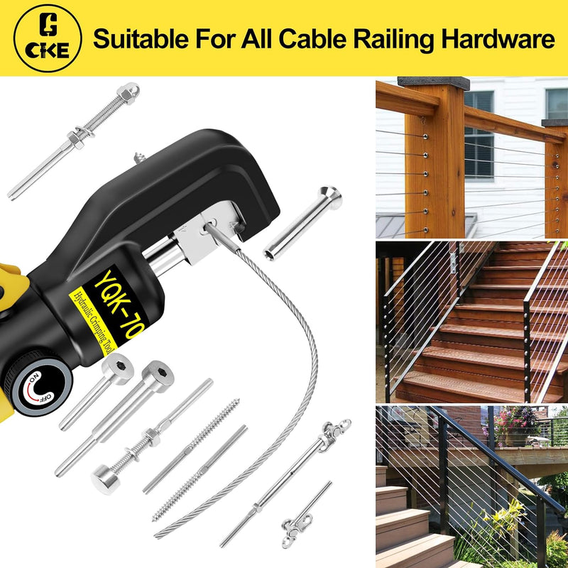 Load image into Gallery viewer, CKE 10 Ton Yellow Hydraulic Crimper Tool and Cable Cutter HC01