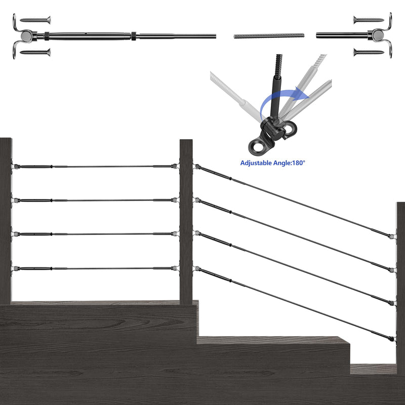 Load image into Gallery viewer, CKE 1/8" Black Swage Toggle Turnbuckle Hardware Kit BCR25_04