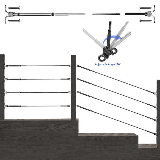 CKE 1/8" Black Swage Toggle Turnbuckle Hardware Kit BCR25_04