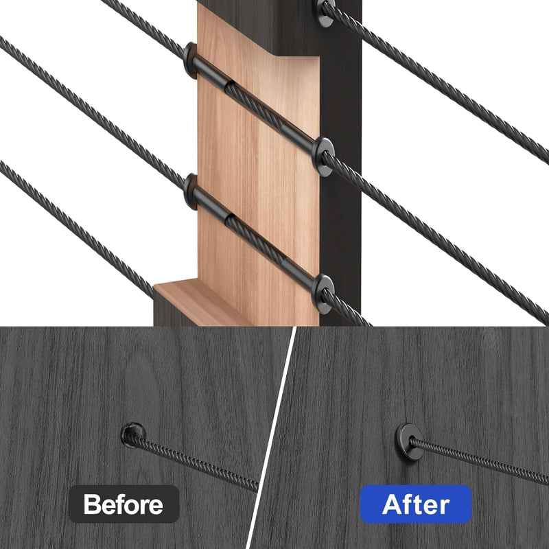 Load image into Gallery viewer, CKE Black 30 Degree Cable Railing Angle Beveled Protector Sleeves For 1/8" Wire Rope,BCR03-1/8-30