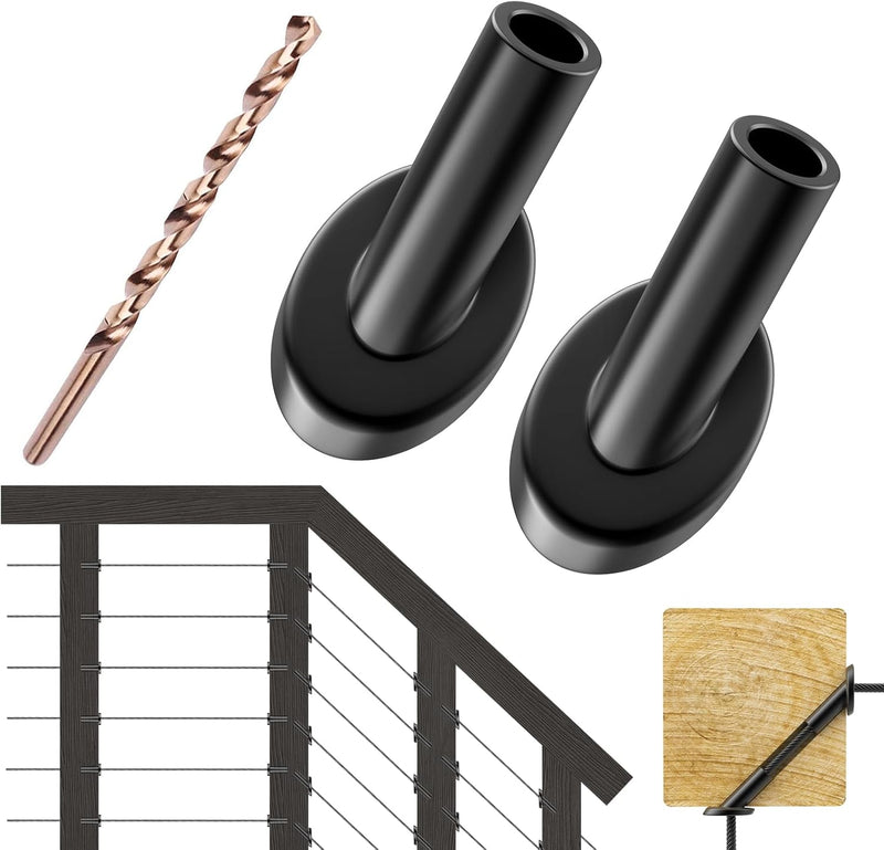 Load image into Gallery viewer, CKE Black 45 Degree Cable Railing Angle Beveled Protector Sleeves For 1/8" Wire Rope,BCR03-1/8-45