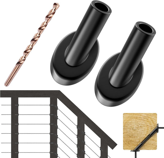 CKE Black 45 Degree Cable Railing Angle Beveled Protector Sleeves For 1/8