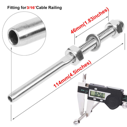 CKE 60 Pack Cable Railing Swage Threaded Stud Tension End Fitting Terminal_02