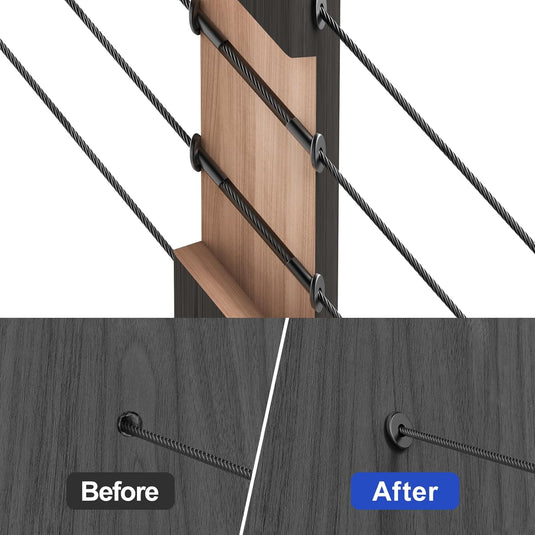 CKE Black 45 Degree Cable Railing Angle Beveled Protector Sleeves For 1/8" Wire Rope,BCR03-1/8-45