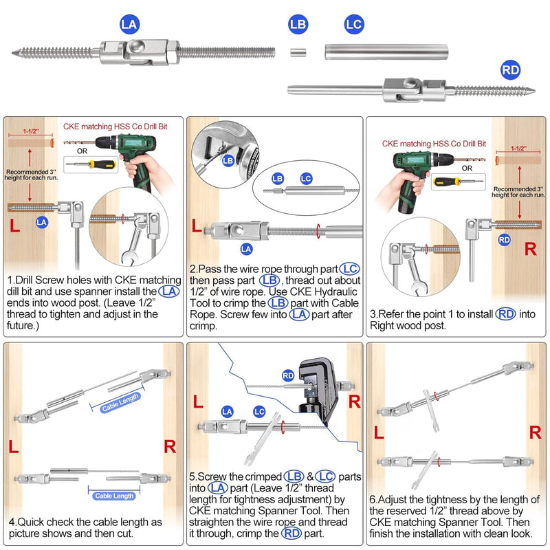 Load image into Gallery viewer, CKE 180° Adjustable Right&Left Handed Thread Swage Lag Screws CR207_06