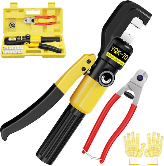 CKE 10 Ton Yellow Hydraulic Crimper Tool and Cable Cutter HC01
