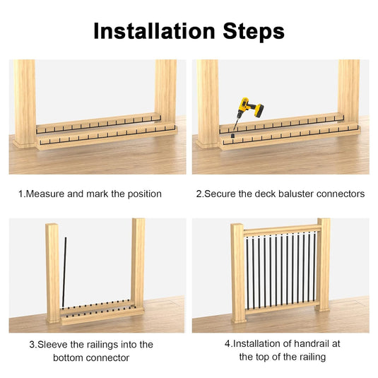 CKE 36" Black Round Aluminum Balusters Installation Steps
