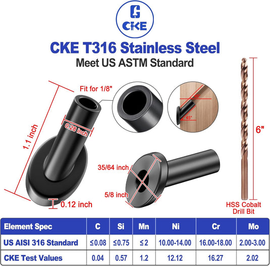 CKE Black 45 Degree Cable Railing Angle Beveled Protector Sleeves For 1/8