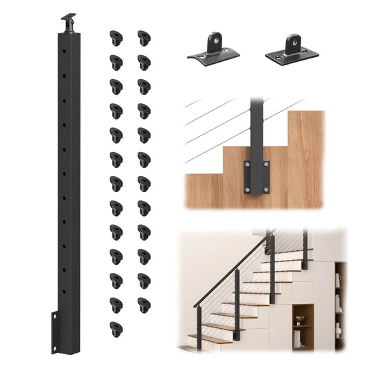 CKE 36" Angle Drilled Side Mount Post for Cable Railing_07